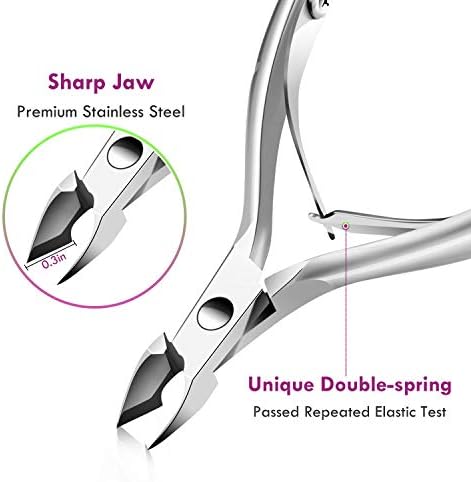 Cuticle Trimmer Cuticle Remover with Cuticle Pusher, XUNXMAS Professional Stainless Steel Durable Pedicure Manicure Tools Cutter Nipper Scissor Clipper for Fingernails and Toenails Dead Skin Silver - Image 2
