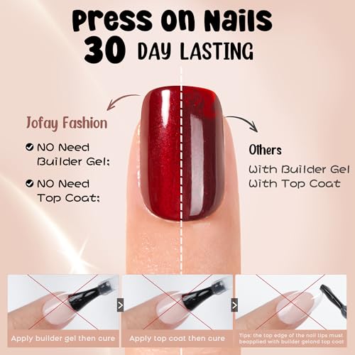 Cat Eye Press on Nails Red - 5 Styles Christmas Press on Nails Short Square, Soft Gel x Coat Nails False Nails, Bt Art Box Press On Nails in 32 Sizes -160PCS Soft Gel Fake Nails Kit - Image 4