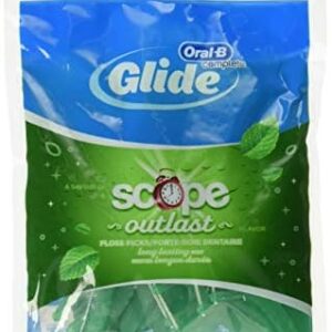 Glide Plusx 40mm Outlast Floss Picks Long Lasting Mint, 75 Count (Pack of 3)