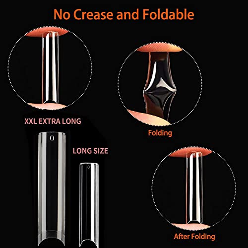 UNA GELLA Tapered Square Nail XXL Tips 120 PCS No C Curve Gel Extra Long Straight Nails Half Fake Trace for Acrylic Home DIY with Box - Image 5