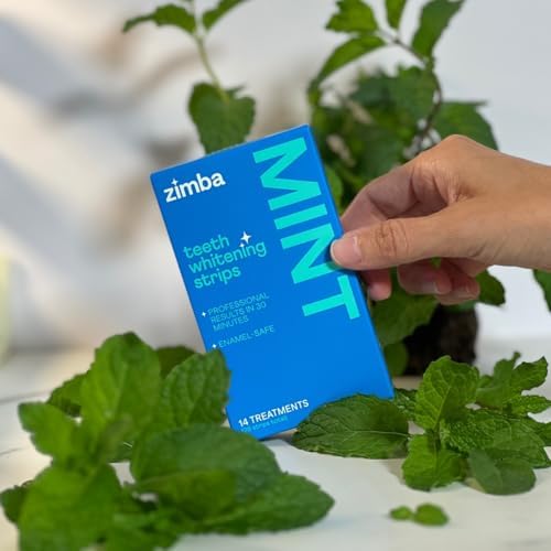 Zimba Teeth Whitening Strips Vegan Whitening Strip Enamel Safe Teeth Whitening Hydrogen Peroxide Teeth Whitener for Coffee, Wine, Tobacco, and Other Stains, 28 Strips (14 Day Treatment), Mint - Image 5