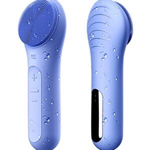 NågraCoola CLIE Facial Cleansing Brush, Waterproof and Rechargeable Face Scrub Brush for Men & Women, Cleansing, Exfoliating and Massaging, Electric Face Scrubber - Blue