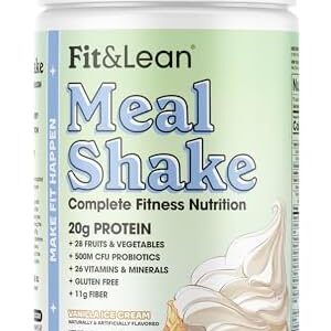 Fit & Lean Meal Shake, Fat Burning Meal Replacement, Protein, Fiber, Probiotics, Vanilla, 1lb, 10 Servings Per Container