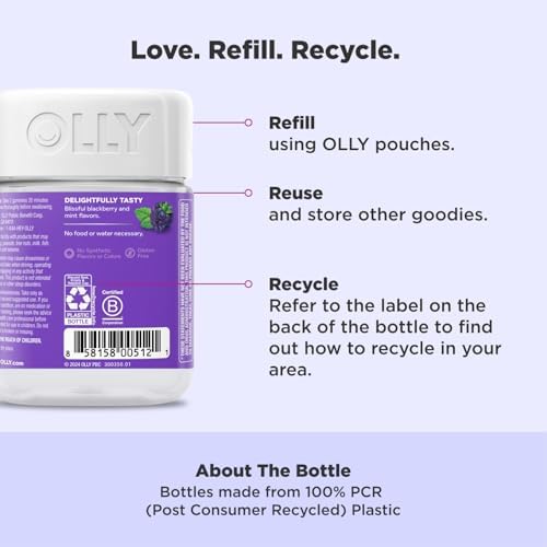 OLLY Sleep Gummy, Occasional Sleep Support, 3 mg Melatonin, L-Theanine, Chamomile, Lemon Balm, Sleep Aid, Blackberry, 50 Count - Image 4