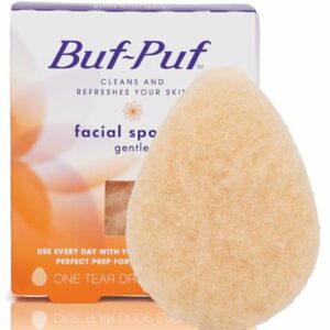 Buf-Puf Gentle Facial Sponge, Dermatologist Developed, Removes Deep Down Dirt & Makeup That Causes Breakouts and Blackheads, Reusable, Exfoliating, 1 Count