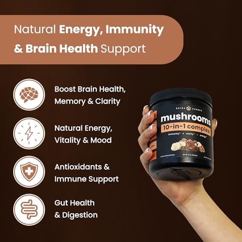 Organic Mushroom Powder - 10-in-1 Complex - Lions Mane, Reishi, Shiitake, Chaga, Turkey Tail, Cordyceps, Maitake & More - Mushroom Supplement Powder Blend for Memory, Focus & Immune Support - 8oz - Image 2