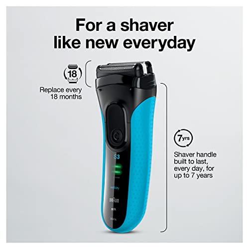 Braun Electric Series 3 Razor with Precision Trimmer, Rechargeable, Wet & Dry Foil Shaver for Men, Blue/Black, 4 Piece - Image 10