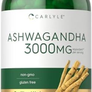 Carlyle Ashwagandha Supplement 3000mg | 300 Capsules | Root Extract Supplement | Non-GMO, Gluten Free