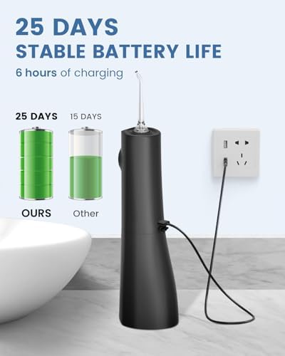 Water Flosser Teeth Pick: 9 Jet Tips Cordless Oral Irrigator with 300ML, 5 Modes Portable Power Dental Flossers, IPX7 Waterproof Rechargeable Electric Waterflosser Machine for Home Travel, Black - Image 7