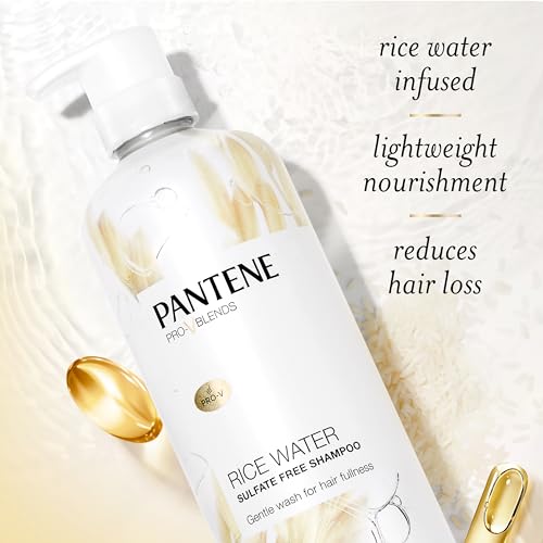 Pantene Sulfate Free Shampoo with Rice Water, Protects Natural Hair Growth, Volumizing, for Women, Nutrient Infused with Vitamin B5, Safe for Color Treated Hair, Pro-V Blends, 30.0 oz - Image 5