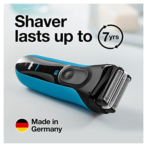 Braun Electric Series 3 Razor with Precision Trimmer, Rechargeable, Wet & Dry Foil Shaver for Men, Blue/Black, 4 Piece - Image 9