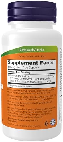 NOW Foods Supplements, Ashwagandha (Withania somnifera) 450 mg (Standardized Extract) for Immune Support ,90 Veg Capsules - Image 2