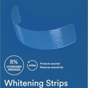 Auraglow Teeth Whitening Strips, Sensitive Whitening Strips, 14 Whitening Treatments, 8% Hydrogen Peroxide with Nano Hydroxyapatite (nHAp) to Reduce Sensitivity and Protect Enamel, 28 Strips, Mint