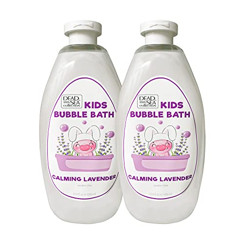 Dead Sea Collection Bubble Bath Kids with Lavender - Cleansing and Moisturizing Liquid Bubble Bath - Lavender Oil and Pure Dead Sea Minerals - Pack of 2 Large Bottles (67.6 fl.oz)