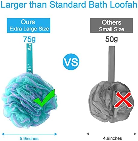 AmazerBath Loofah Sponge 75g/Piece, Exfoliating Bath Sponge Body Scrubber - Loofa Set of 4 Flower Color (Large, Green-Purple) - Image 6