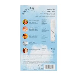 Skylar Perfume Discovery spray Sampler Set – Peach Fields, Vanilla Sky, Lime Sands, Salt Air, Coconut Cove – Hypoallergenic & Clean Perfume for Women & Men – 5 1.5mL