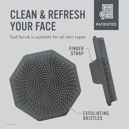 Sud Scrub® Antimicrobial Silicone Face Scrubber, 1 Pack, Gentle Face Exfoliator for Sensitive Skin, Eco Friendly Facial Cleansing Brush, Exfoliating Face Brush for Men and Women (Charcoal) - Image 5