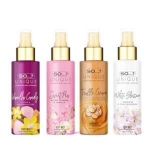 So…?…? Unique Body Mist Set – Perfumes for Women – Gifts for Women – Body Spray for Women – Vegan, Cruelty-Free – 650-1000 Sprays – 4 pcs