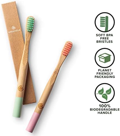 GREENZLA Kids Bamboo Toothbrushes (6 Pack) BPA Free Soft Bristles Eco-Friendly, Natural Toothbrush Set Biodegradable & Compostable Charcoal Wooden - Image 3