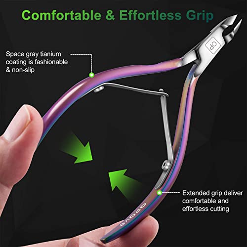 Cuticle Trimmer Cuticle Nippers Clippers Stainless Steel Hangnail Remover Extremely Sharp Cutter Pedicure Manicure Tool, opove X7 Rainbow Gradient - Image 3