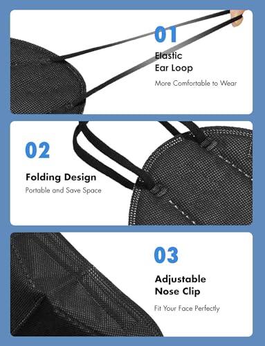 KN95 Face Masks 100 PCS, 5-Ply KN95 Black Masks,Breathable Protection Masks, Individually Wrapped, Cup Dust Safety Mask - Image 4