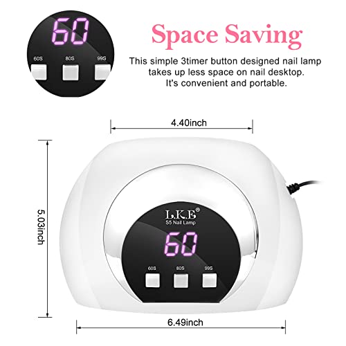 Wisdompark UV LED Nail Lamp, 54W UV Light for Gel Nails with Automatic Sensor/3 Timer Setting Professional Nail Dryer Gel Polish Curing Lamp Nail Art Tools (White) (54, Watts) - Image 5