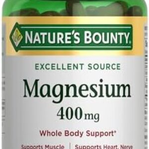 Nature's Bounty Magnesium, Whole Body Support, Supports Heart, Nerve and Bone Health. 400 mg, 75 Softgels
