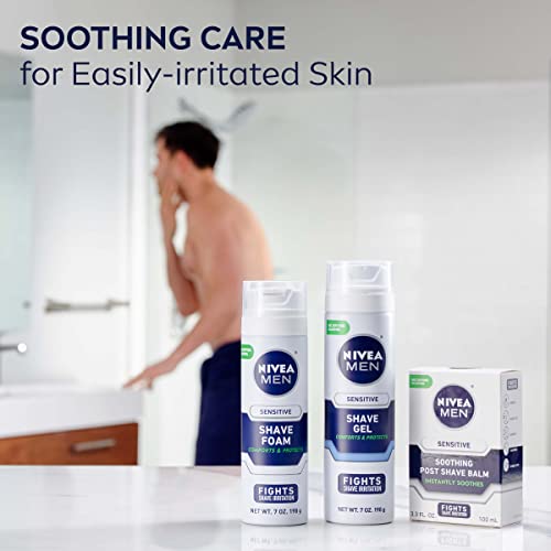 NIVEA MEN Sensitive Shave Gel with Vitamin E, Soothing Chamomile and Witch Hazel Extracts, No Drying Alcohols, 3 Pack of 7 Oz Cans - Image 10