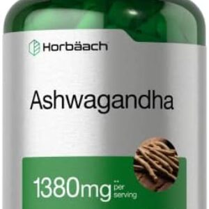Horbaach Ashwagandha Root Extract Supplement 1380mg | 180 Capsules | Non-GMO, Gluten Free