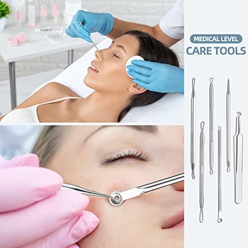 JPNK Blackhead Remover Tool Comedones Extractor Acne Removal Kit for Blemish, Whitehead Popping, 6 Pcs Zit Removing for Nose Face Tools with a Leather Bag - Image 6
