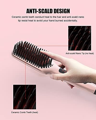 MegaWise Hair Straightener Brush KL1025-2-in-1 Ionic Hair Straightening & Detangling Brush with Adjustable Temperature, Anti-Scald Technology, and Auto Shut-Off - Ideal for All Hair Types - Image 4