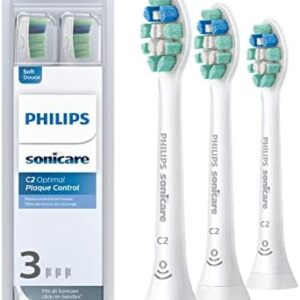 Philips Sonicare Genuine C2 Optimal Plaque Control Toothbrush Heads, 3 Brush Heads, White, HX9023/65