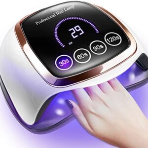 UV LED Nail Lamp, Gugusure 168W Nail Curing Lamps for Home & Salon, Led Nail Dryer for Gel Polish with Automatic Sensor/4 Timer Setting, Professional Nail Art Tools for Fingernail and Toenail Nail