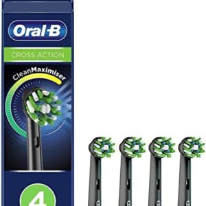 Oral-B Crossaction Electric Toothbrush Replacement Brush Head Refills, Black, 4 Count (Pack of 1)