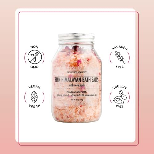 Pink Himalayan Bath Salt with Rose Petals -100% Natural Aromatherapy and Relaxation - Ylang Ylang Grapefruit Essential Oil Bath Salts for Women Relaxing-Cruelty-Free Cleanse Revitalize & Soothes Skin - Image 5