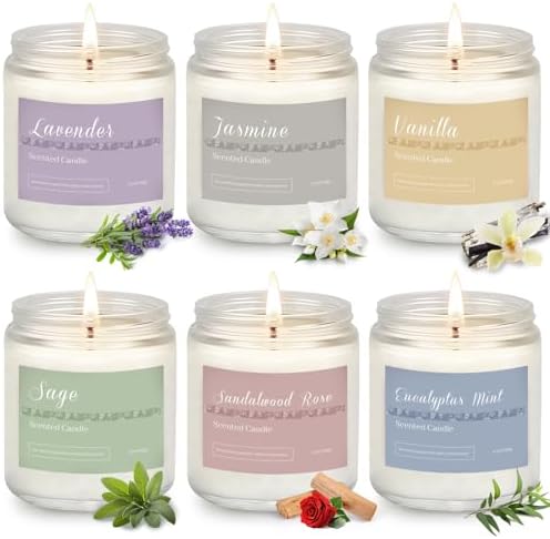 6 Pack Candles for Home Scented Aromatherapy Candles Gifts Set for Women, Lavender Candle, 37.8 oz 300 Hour Long Lasting Candles, Stocking Stuffers, Birthday, Valentine, Christmas, Anniversary Present