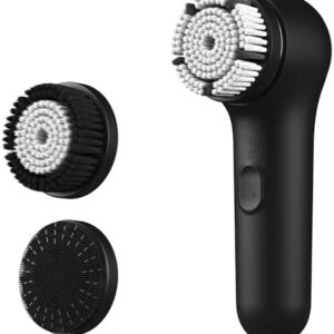 Face Scrubber, NågraCoola 3.0 Facial Cleansing Brush, Waterproof & Rechargeable Face Scrub Brush for Men&Women, Electric Facial Exfoliator with 3 Brushes, 3 Intensities, 2 Action Modes - Black