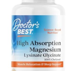 Doctor's Best High Absorption Magnesium Glycinate Lysinate, 100% Chelated, Non-GMO, Vegan, Gluten & Soy Free, 100 mg, 240 Count