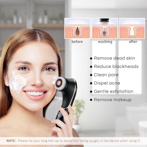 Facial Cleansing Brush Face Scrubber Exfoliator Rechargeable IPX7 Waterproof Electric Spin Cleanser Device for Exfoliating, Massaging and Deep Cleansing Removing Blackhead, Face Massaging - Image 5