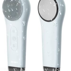 EZBASICS Facial Cleansing Brush face Scrubber Waterproof Face Scrub Brush for Men & Women Rechargeable Face Brushes for Facial Electric Silicone Face Scrubber Cleanser Brush 1 Pack+3 Modes Light Grey