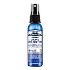 Dr. Bronner's - Organic Hand Sanitizer Spray (Peppermint, 2 ounce) - Simple and Effective Formula, Cleanses & Sanitizes, No Harsh Chemicals, Moisturizes and Cleans Hands
