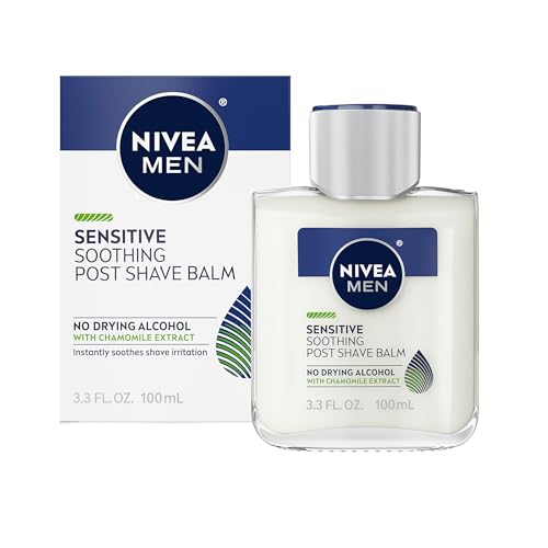 NIVEA MEN Sensitive Soothing Post Shave Balm with Vitamin E, Pro-Vitamin B5 and Chamomile Extract, Alcohol Free After Shave Balm for Men, 3 Pack of 3.3 Fl Oz Bottles - Image 3