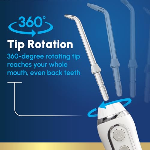 Waterpik Cordless Advanced 2.0 Water Flosser For Teeth, Gums, Braces, Dental Care With Travel Bag and 4 Tips, ADA Accepted, Rechargeable, Portable, and Waterproof, White WP-580, Packaging May Vary - Image 6