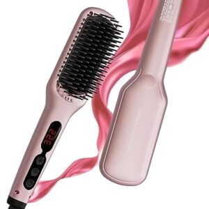 MegaWise Hair Straightener Brush KL1025-2-in-1 Ionic Hair Straightening & Detangling Brush with Adjustable Temperature, Anti-Scald Technology, and Auto Shut-Off - Ideal for All Hair Types
