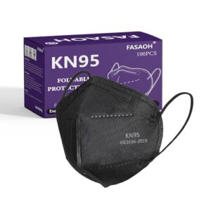 KN95 Face Masks 100 PCS, 5-Ply KN95 Black Masks,Breathable Protection Masks, Individually Wrapped, Cup Dust Safety Mask