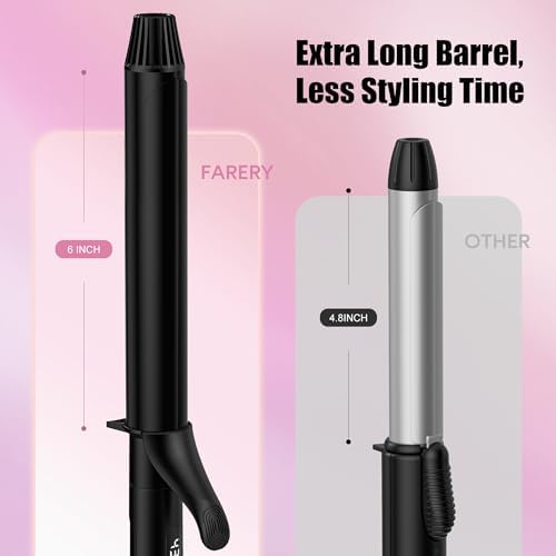 Long Barrel Curling Iron 1 1/4 inch, 1.25 Inch Curling Iron for Long Hair, Ceramic Curling Iron Infused Argan Oil & Keratin, Lasting Styling, 11 Adjustable Temp, Include Clips & Silicone Pad - Image 3