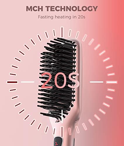 MegaWise Hair Straightener Brush KL1025-2-in-1 Ionic Hair Straightening & Detangling Brush with Adjustable Temperature, Anti-Scald Technology, and Auto Shut-Off - Ideal for All Hair Types - Image 2