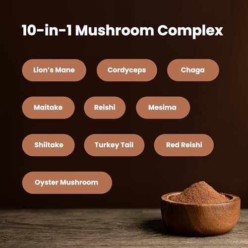 Organic Mushroom Powder - 10-in-1 Complex - Lions Mane, Reishi, Shiitake, Chaga, Turkey Tail, Cordyceps, Maitake & More - Mushroom Supplement Powder Blend for Memory, Focus & Immune Support - 8oz - Image 3