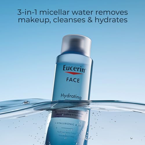 Eucerin Face Gentle Cleansing Hydrating Micellar Water, Face Cleanser and Makeup Remover with Hyaluronic Acid, 13.5 Fl Oz Bottle - Image 3