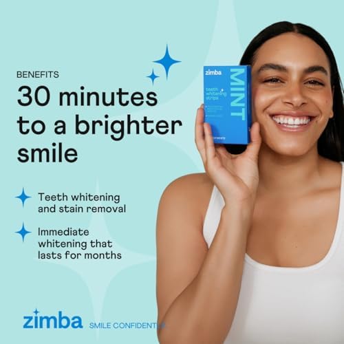Zimba Teeth Whitening Strips Vegan Whitening Strip Enamel Safe Teeth Whitening Hydrogen Peroxide Teeth Whitener for Coffee, Wine, Tobacco, and Other Stains, 28 Strips (14 Day Treatment), Mint - Image 2